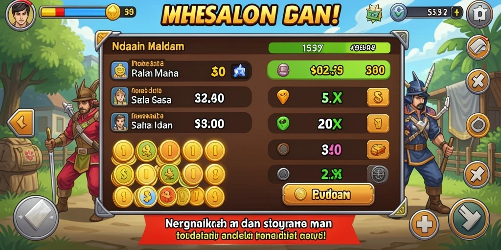 Tampilan utama game dengan berbagai pilihan slot.
